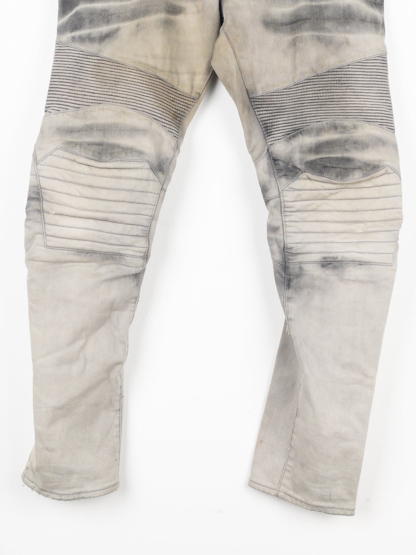 Balmain Dirtwash Padded Biker Denim Jeans