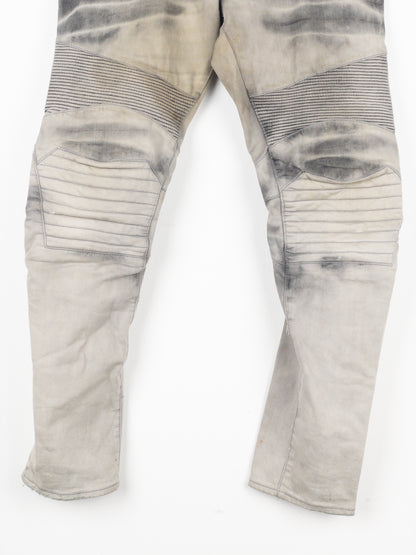 Balmain Dirtwash Padded Biker Denim Jeans