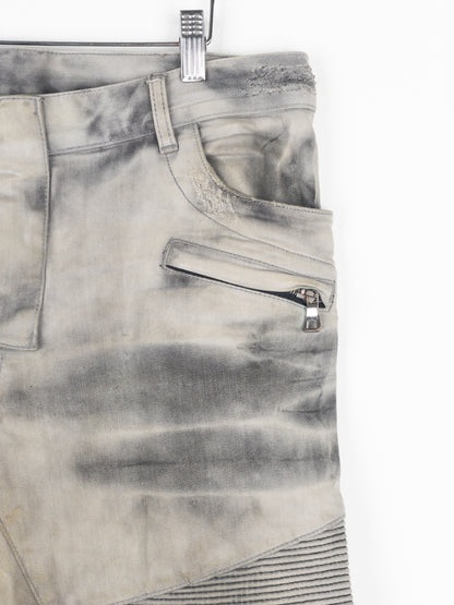 Balmain Dirtwash Padded Biker Denim Jeans