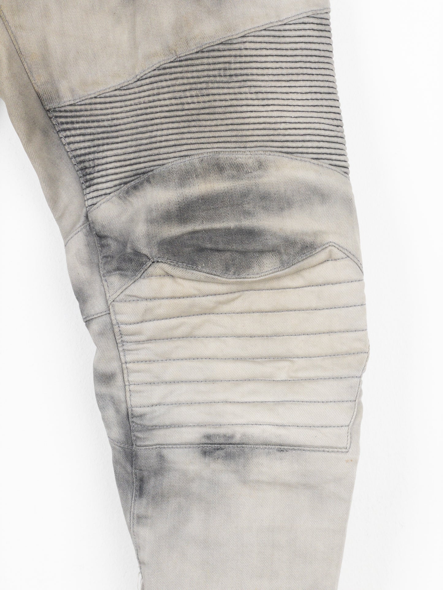 Balmain Dirtwash Padded Biker Denim Jeans