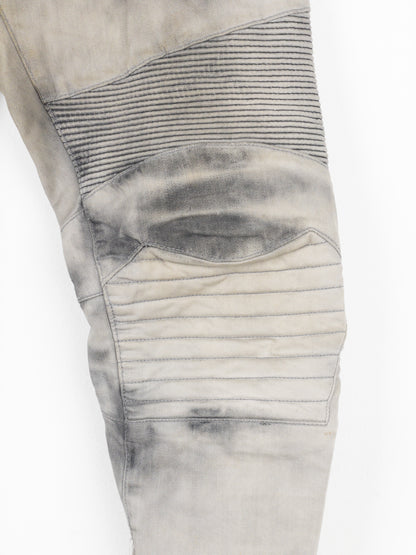 Balmain Dirtwash Padded Biker Denim Jeans