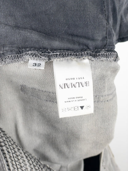 Balmain Dirtwash Padded Biker Denim Jeans