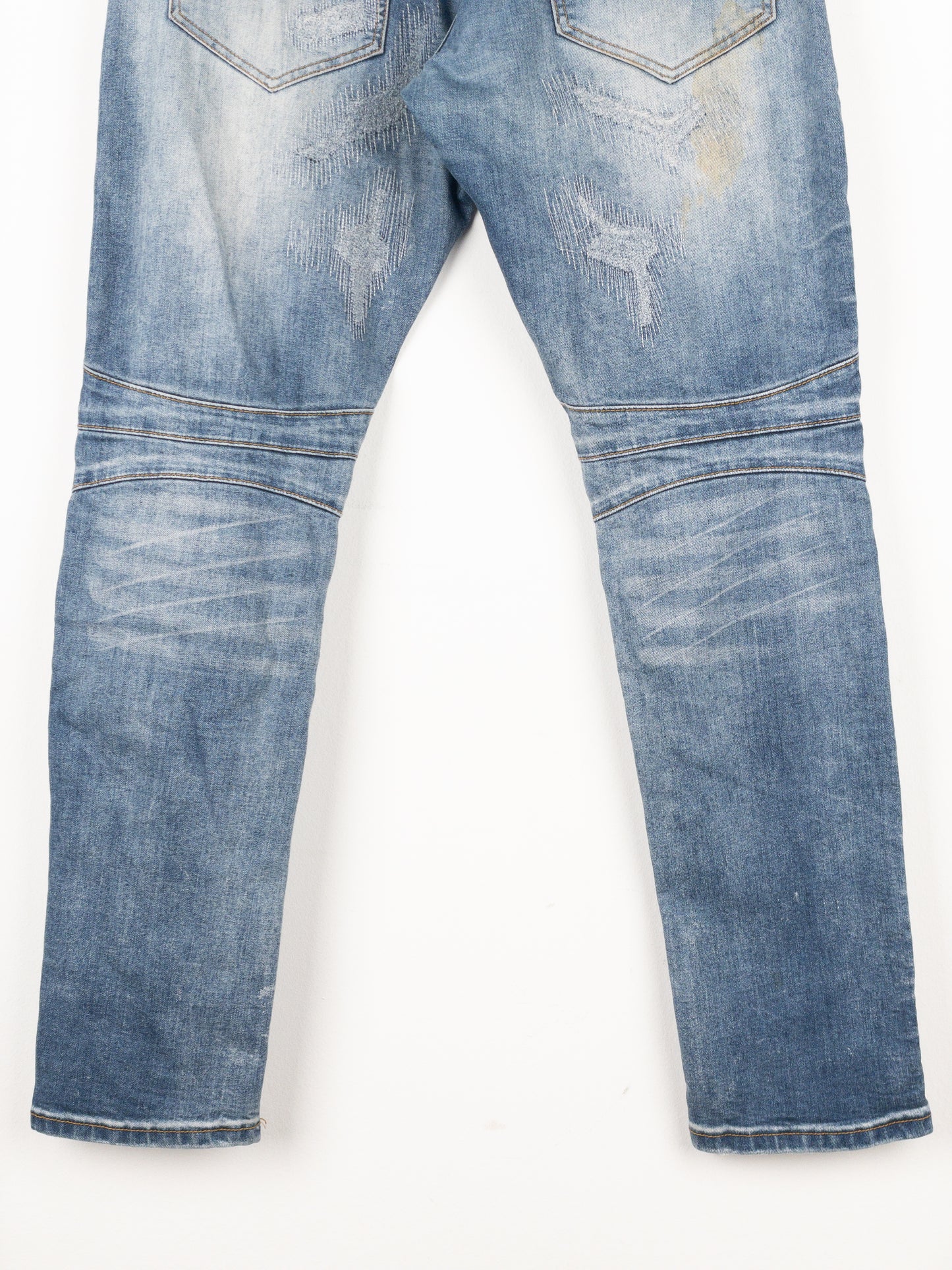Balmain Repaired Biker Denim Jeans