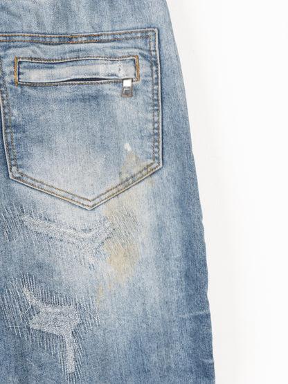 Balmain Repaired Biker Denim Jeans