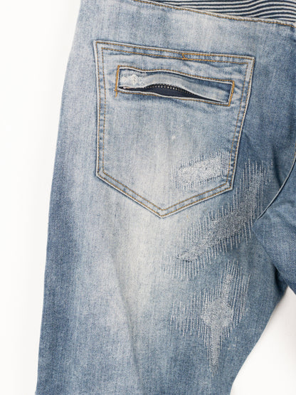 Balmain Repaired Biker Denim Jeans