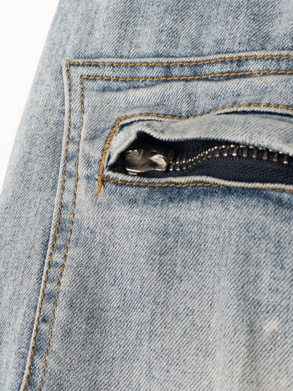 Balmain Repaired Biker Denim Jeans