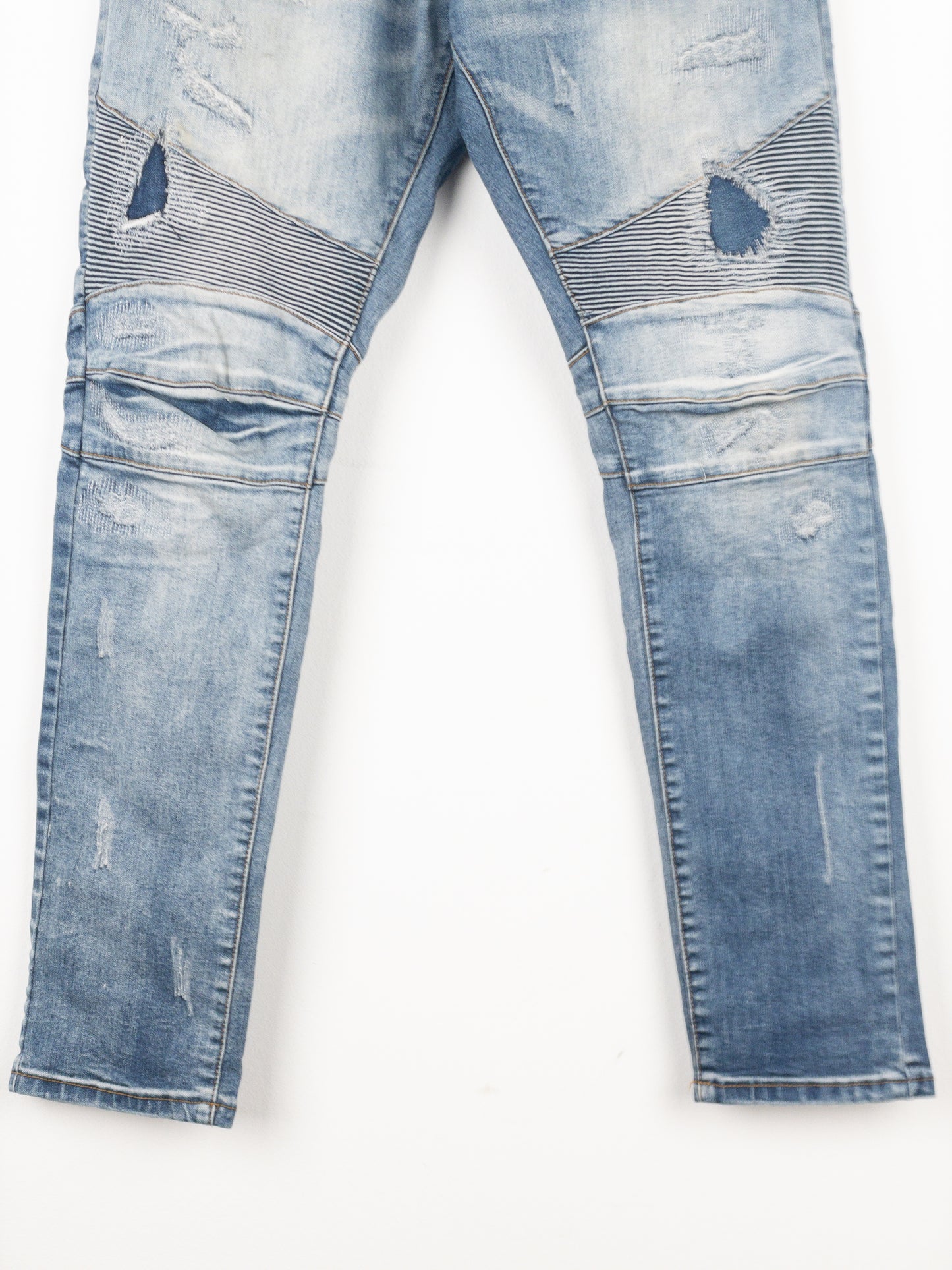 Balmain Repaired Biker Denim Jeans