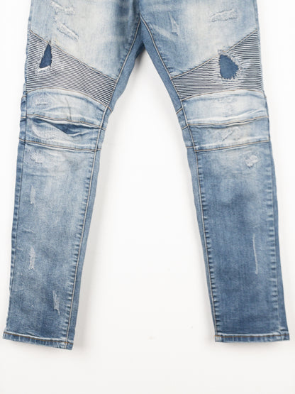 Balmain Repaired Biker Denim Jeans