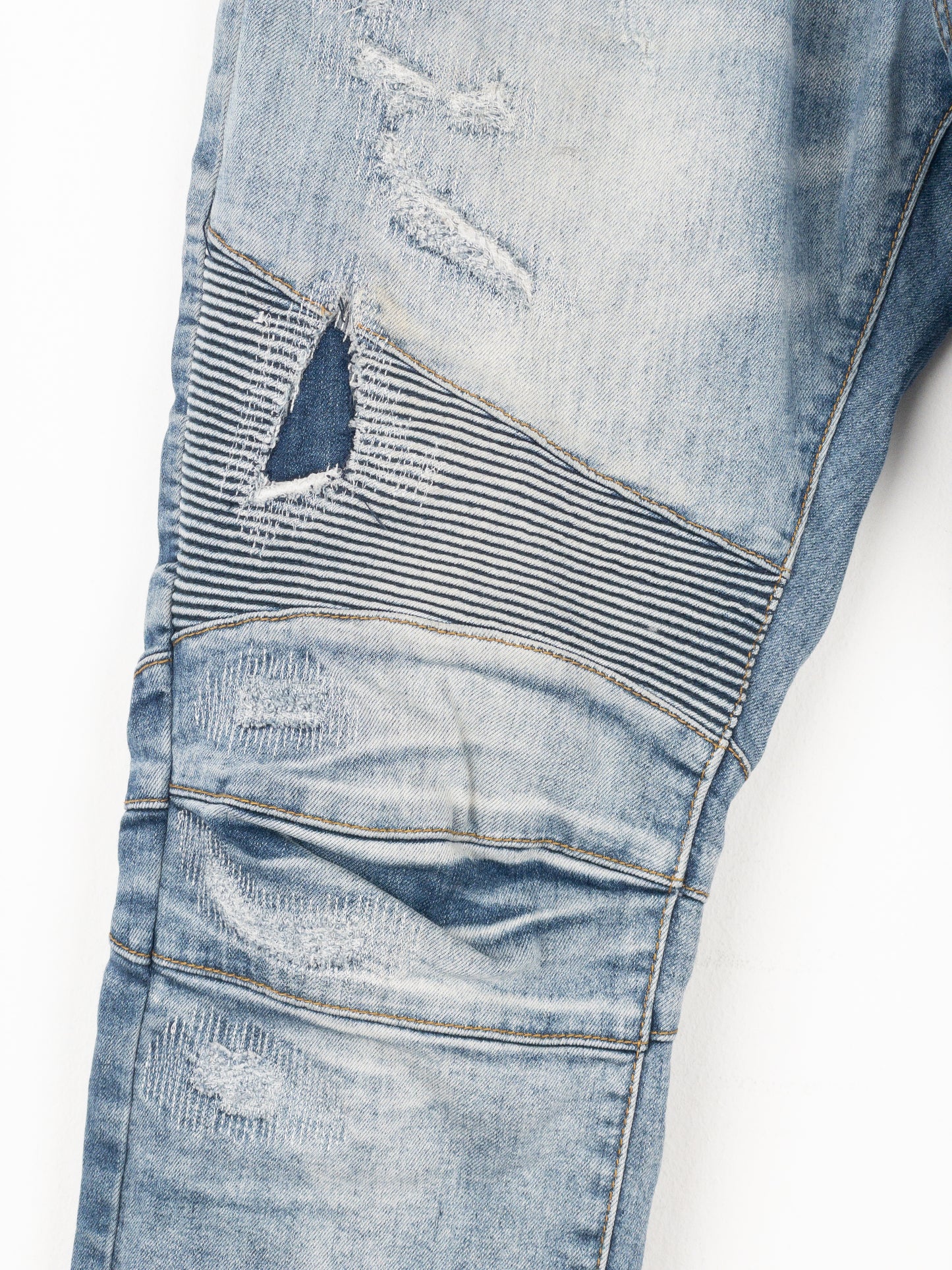 Balmain Repaired Biker Denim Jeans