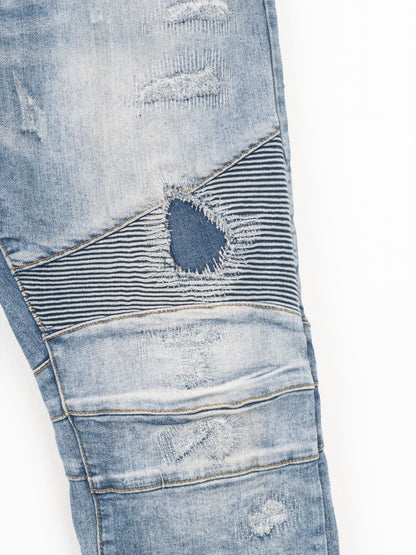 Balmain Repaired Biker Denim Jeans
