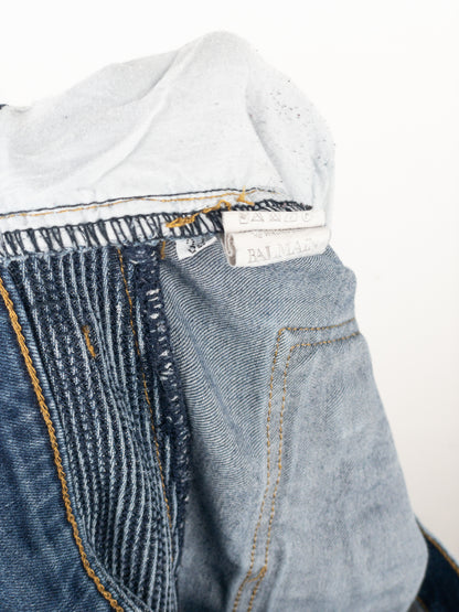 Balmain Repaired Biker Denim Jeans
