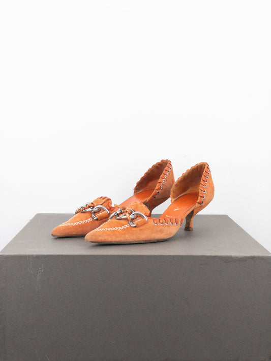 Prada 2000s Suede Kitten Pump Heels