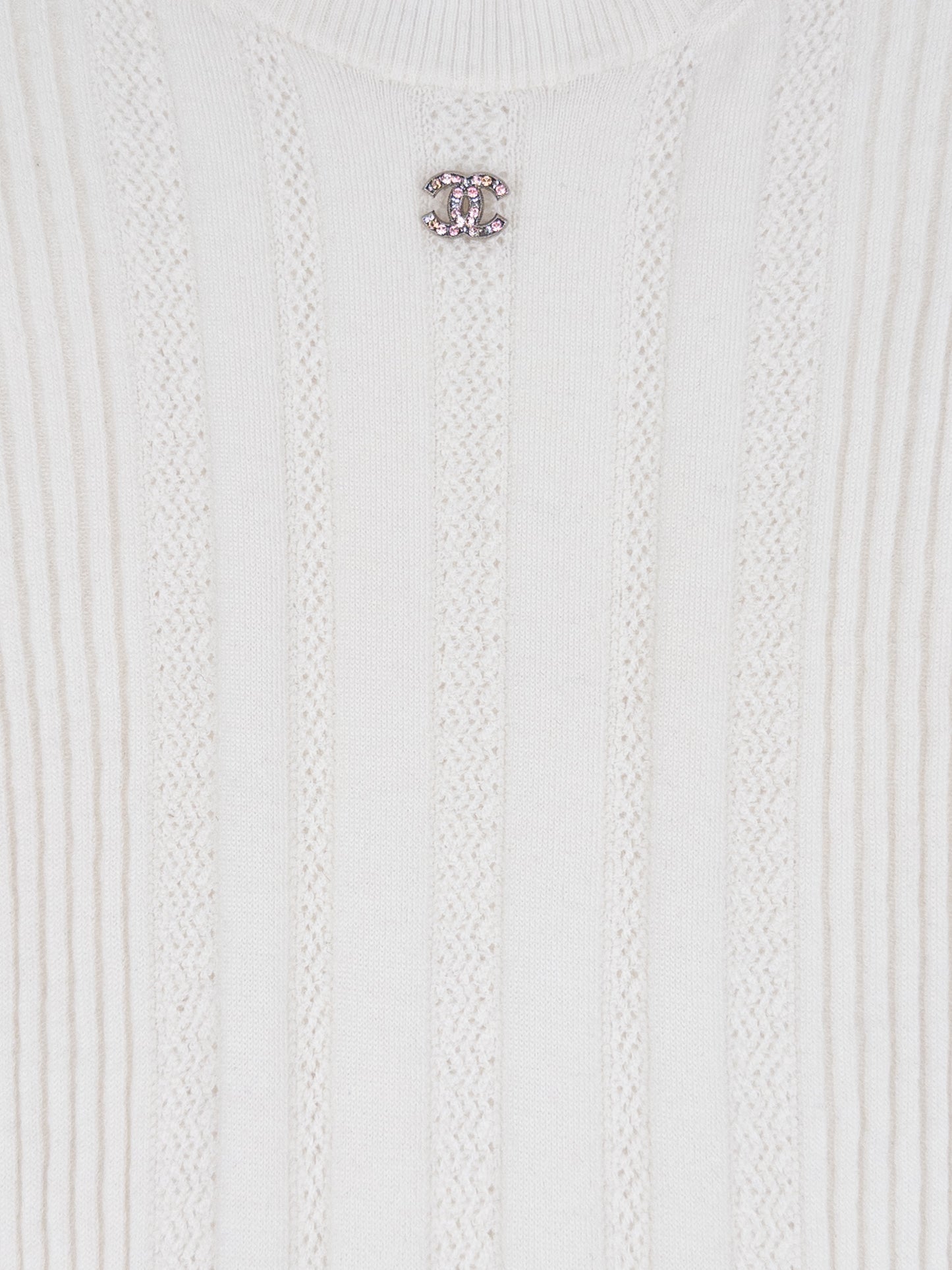 Chanel SS22 Prototype Crystal CC Bodycon Ribbed Knit Mini Dress