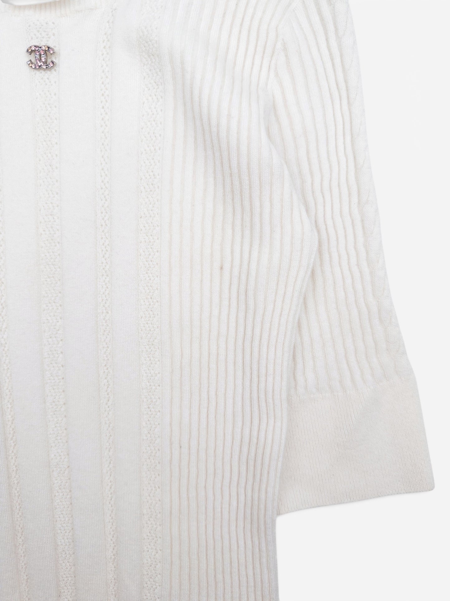 Chanel SS22 Prototype Crystal CC Bodycon Ribbed Knit Mini Dress