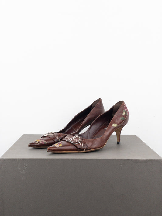 Dior by Galliano AW05 Floral Embroidery Pump Heels
