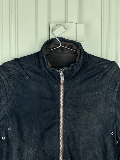 Rick Owens AW04 QUEEN Blistered Leather Police Bomber Jacket