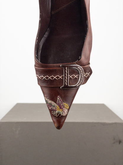 Dior by Galliano AW05 Floral Embroidery Pump Heels