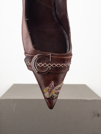Dior by Galliano AW05 Floral Embroidery Pump Heels