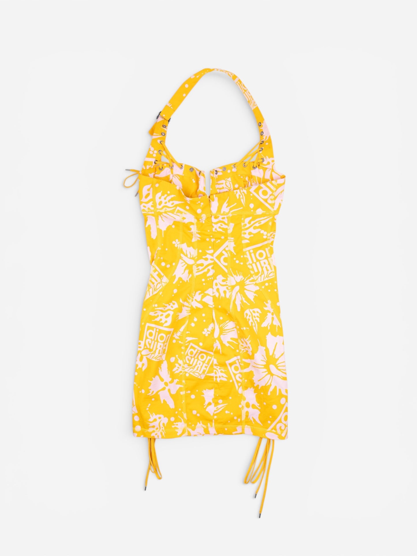 Dior by Galliano SS04 'Surf' Print Bondage Lace Corset Mini Dress