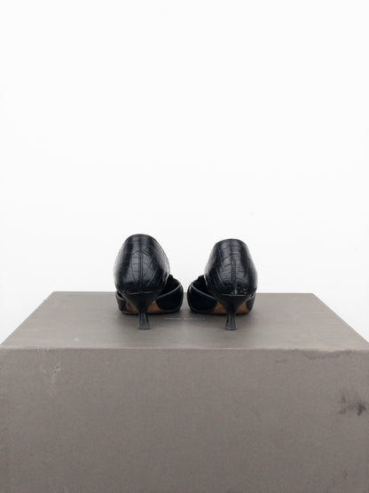 Prada 2000s Crocodile Buckle Pump Kitten Heels