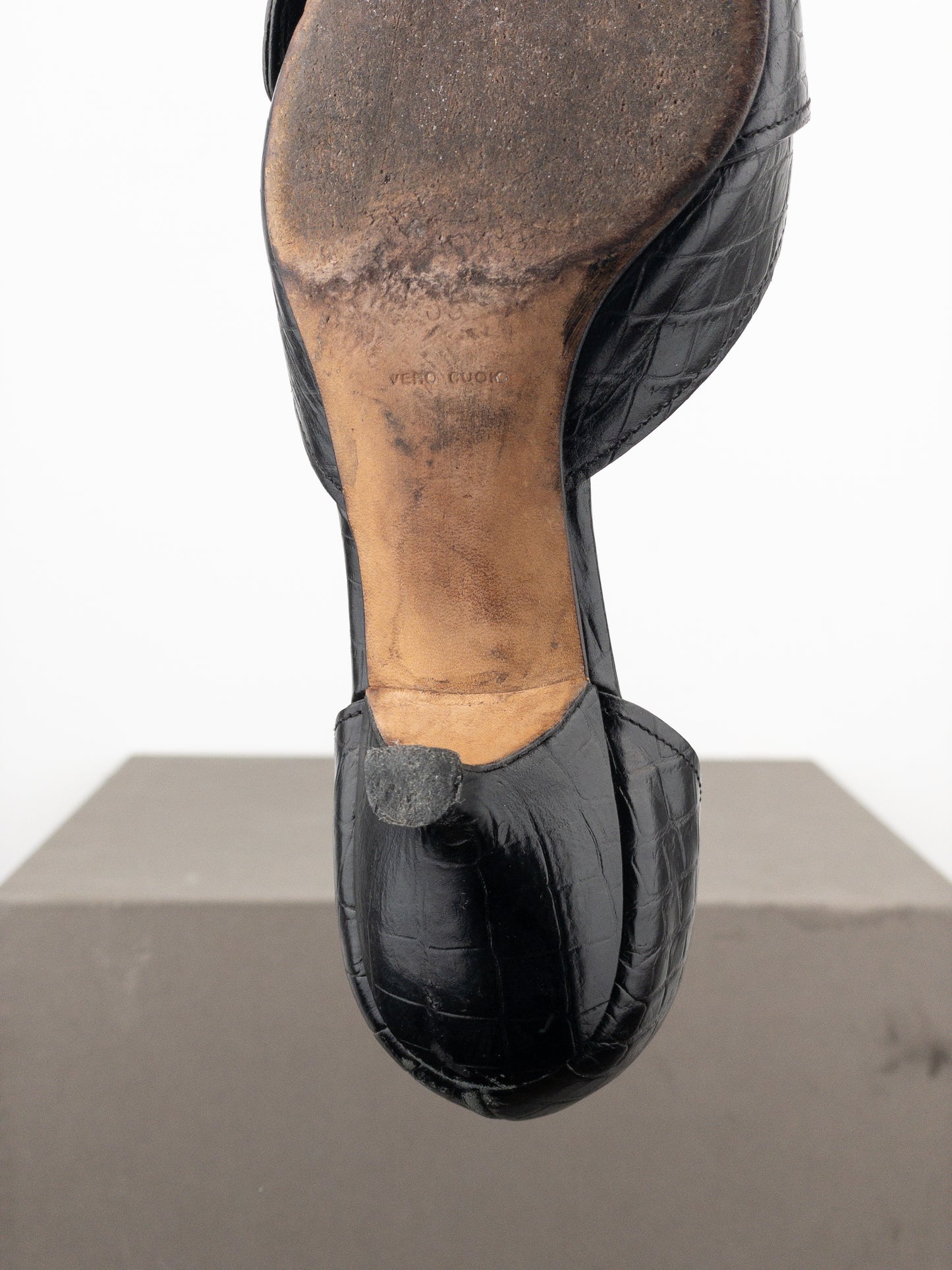 Prada 2000s Crocodile Buckle Pump Kitten Heels