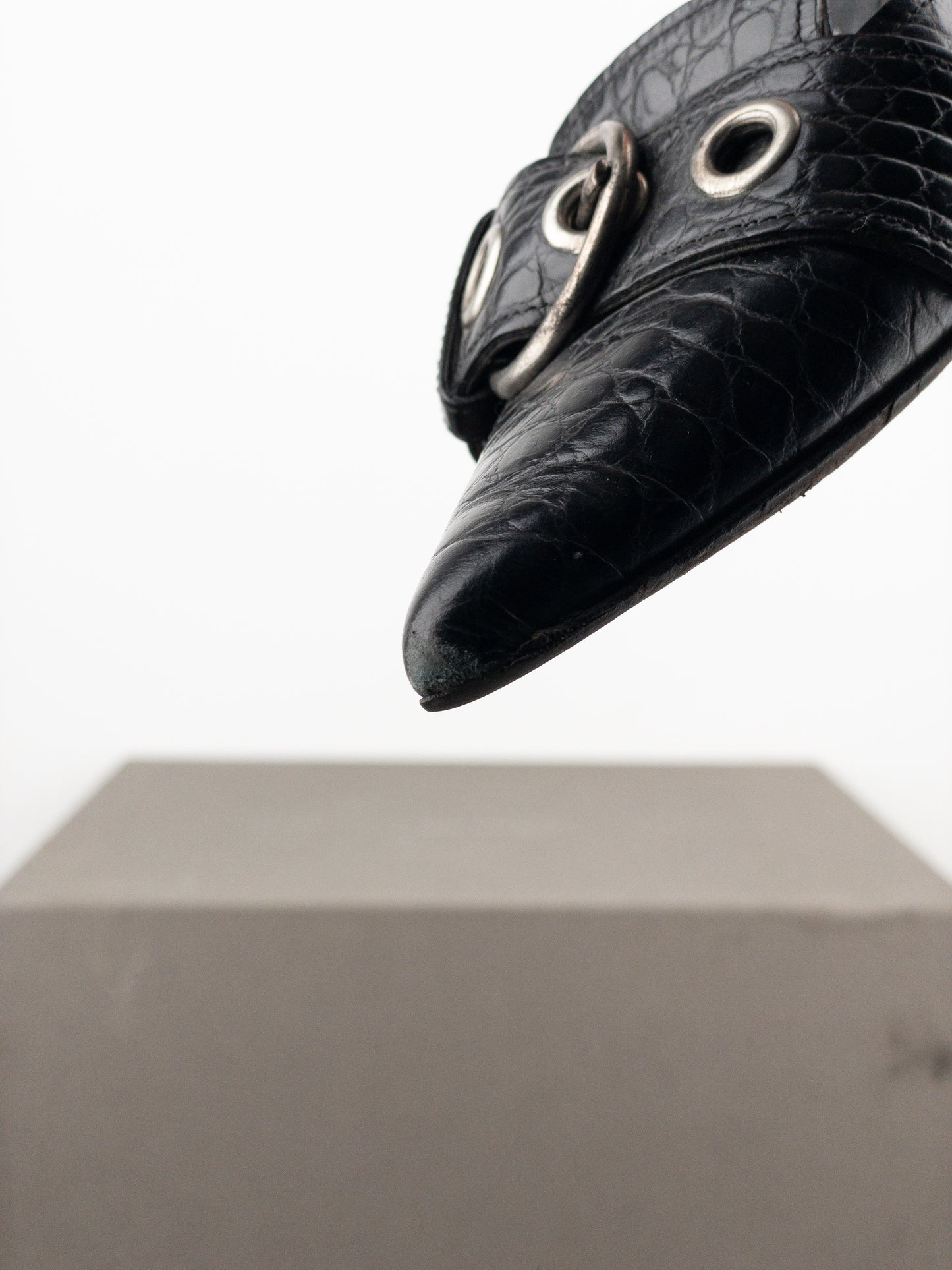 Prada 2000s Crocodile Buckle Pump Kitten Heels