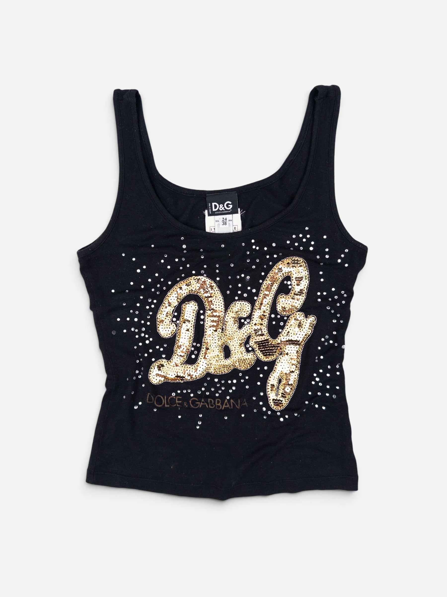 Dolce & Gabbana 2000s Sequin Logo Tank Top - front