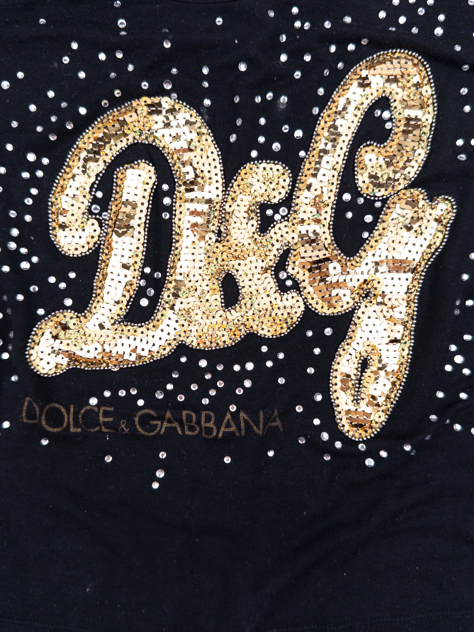 Dolce & Gabbana 2000s Sequin Logo Tank Top - logo detail