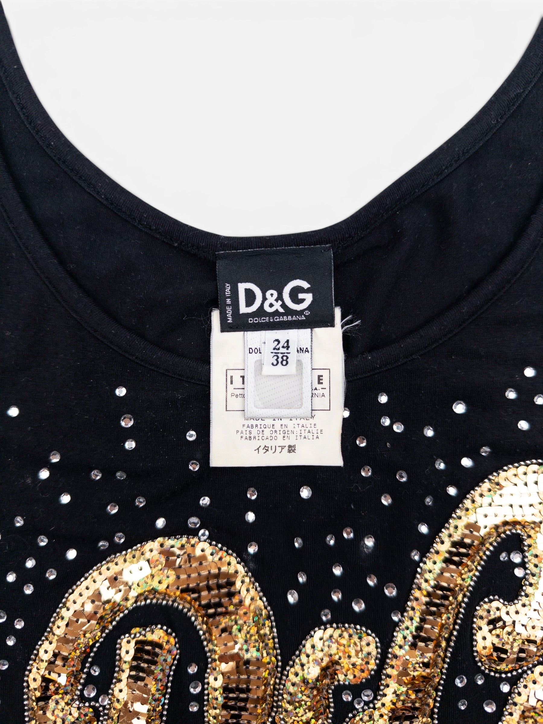 Dolce & Gabbana 2000s Sequin Logo Tank Top - label detail