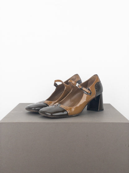 Prada AW99 Square Toe Brogue Pump Heels