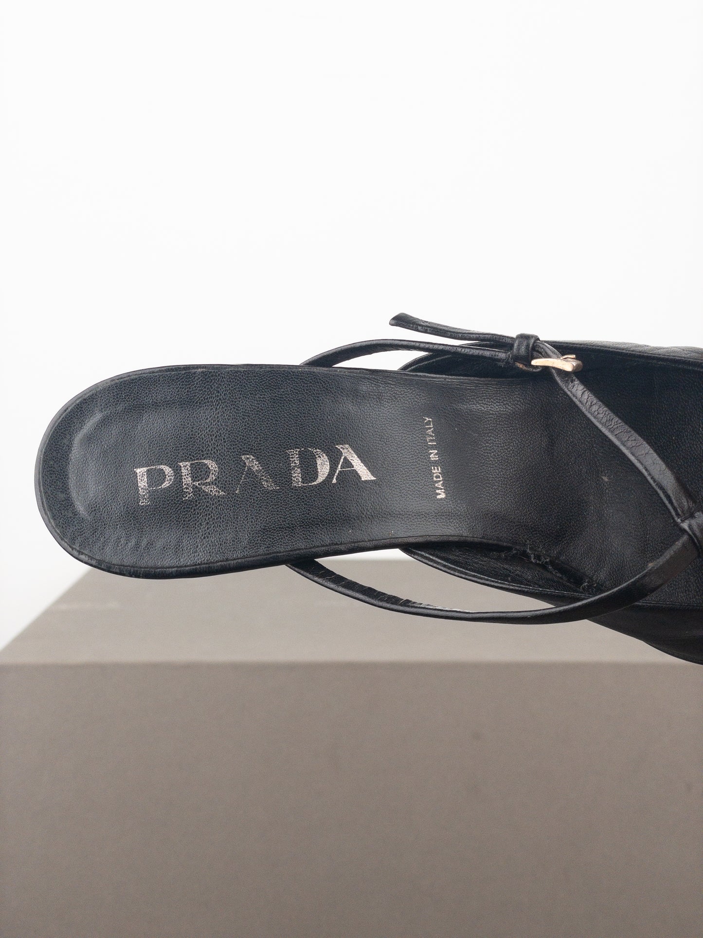 Prada 2000s Square Toe Grommet Kitten Heel Mules