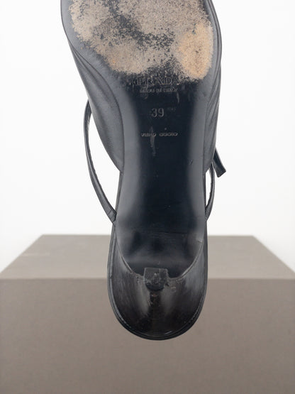 Prada 2000s Square Toe Grommet Kitten Heel Mules