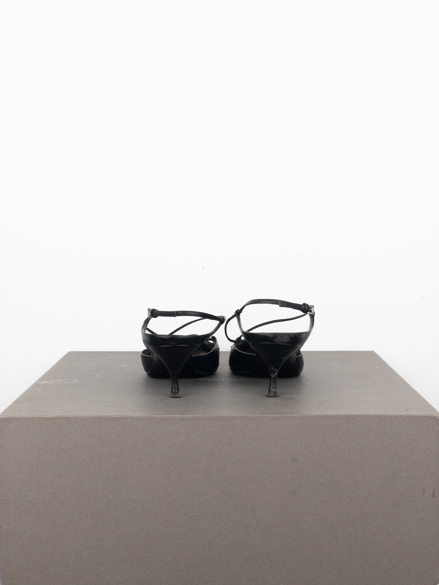 Prada 2000s Square Toe Slingback Kitten Heel Mules