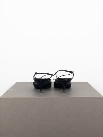 Prada 2000s Square Toe Slingback Kitten Heel Mules