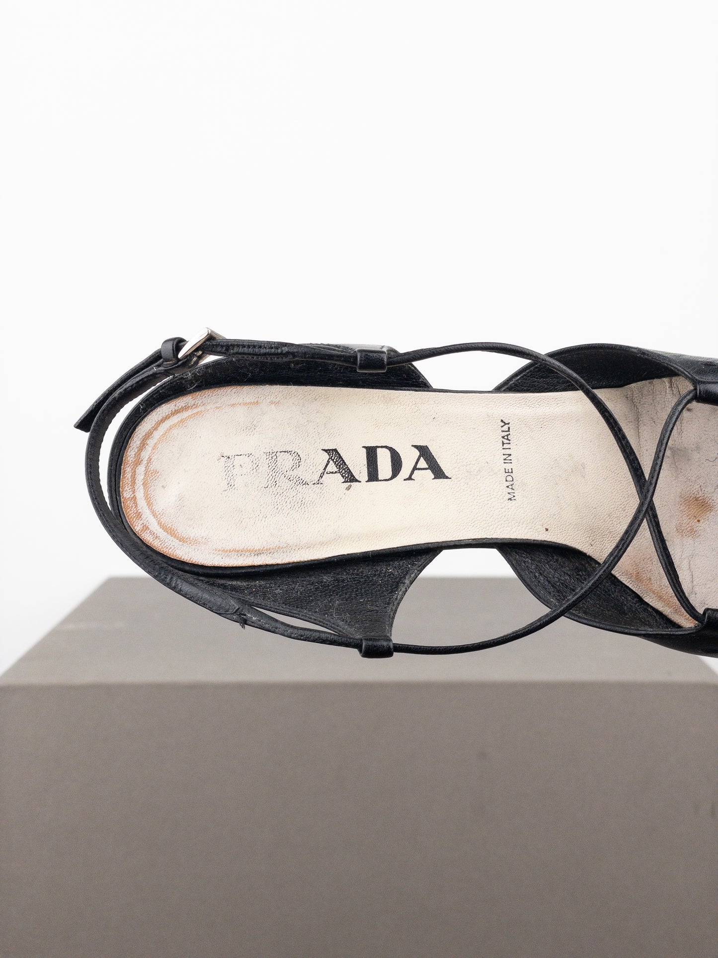 Prada 2000s Square Toe Slingback Kitten Heel Mules