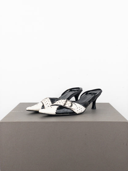 Dior by Galliano SS04 ‘D Trick’ Crocodile Slingback Mule Kitten Heels