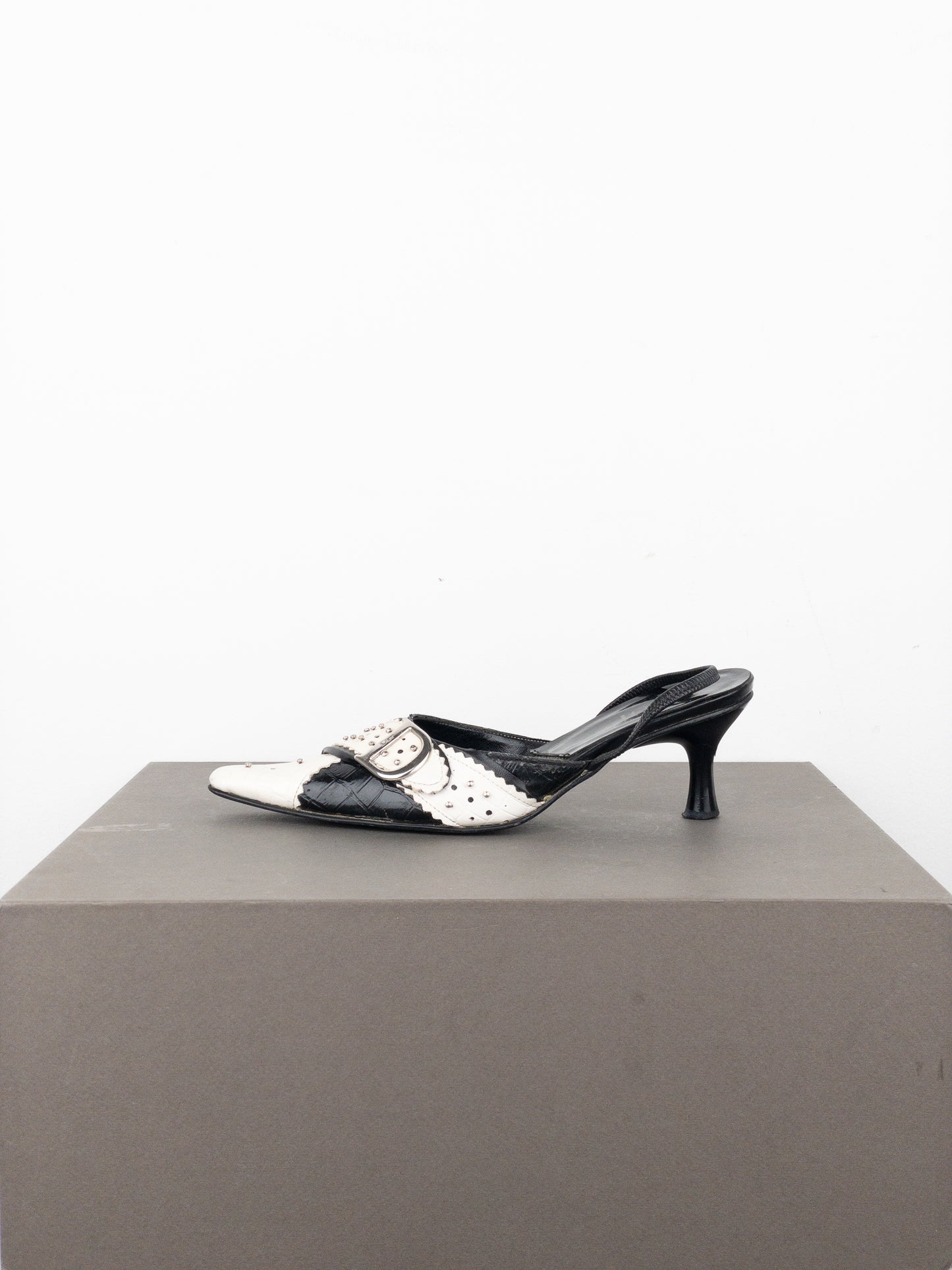 Dior by Galliano SS04 ‘D Trick’ Crocodile Slingback Mule Kitten Heels