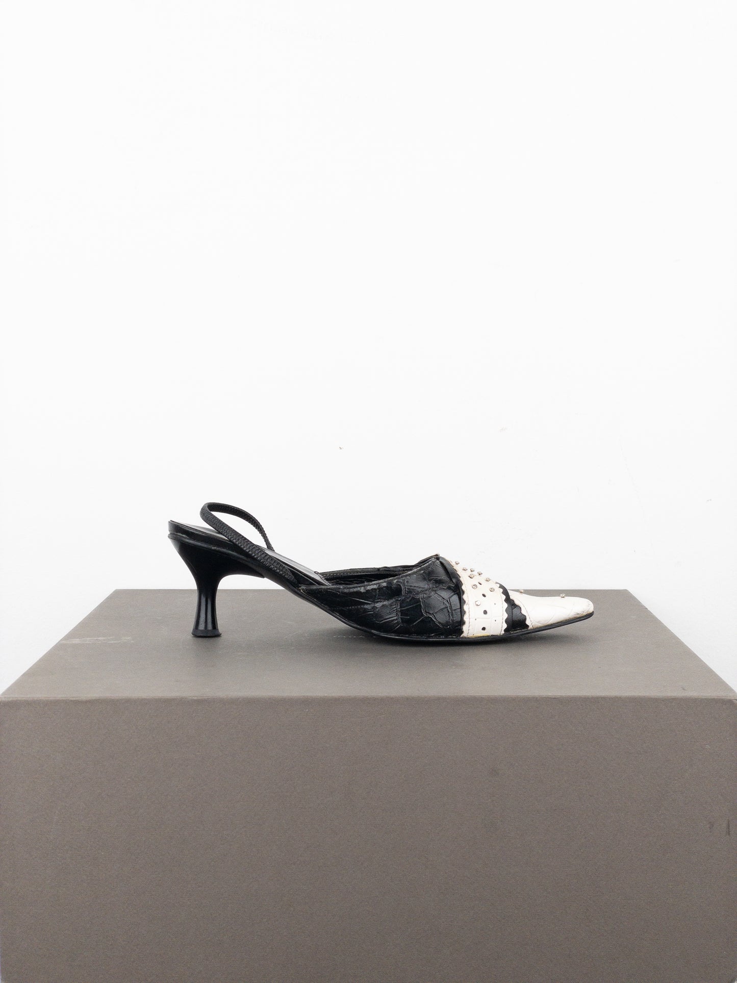 Dior by Galliano SS04 ‘D Trick’ Crocodile Slingback Mule Kitten Heels