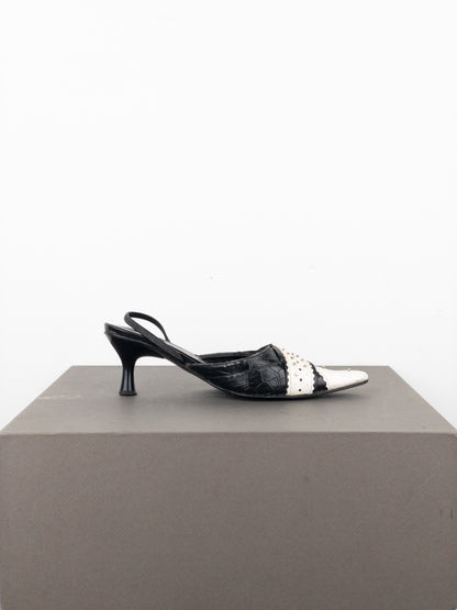 Dior by Galliano SS04 ‘D Trick’ Crocodile Slingback Mule Kitten Heels