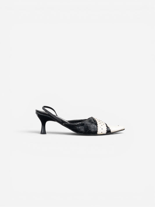 Dior by Galliano SS04 ‘D Trick’ Crocodile Slingback Mule Kitten Heels – photo 4