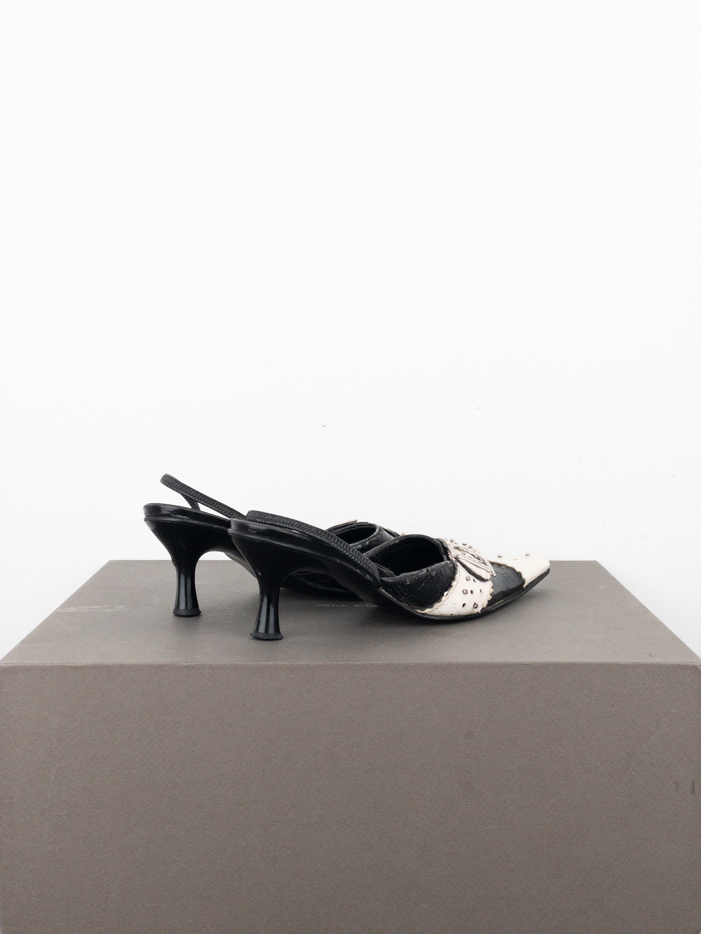 Dior by Galliano SS04 ‘D Trick’ Crocodile Slingback Mule Kitten Heels