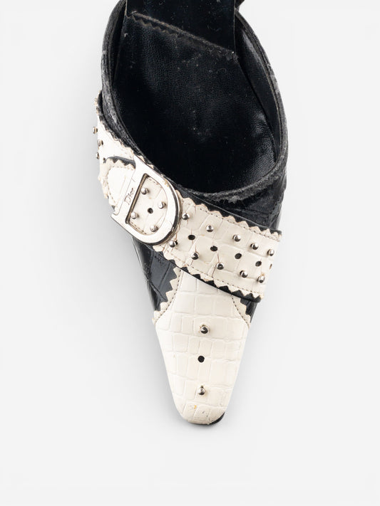 Dior by Galliano SS04 ‘D Trick’ Crocodile Slingback Mule Kitten Heels – photo 7