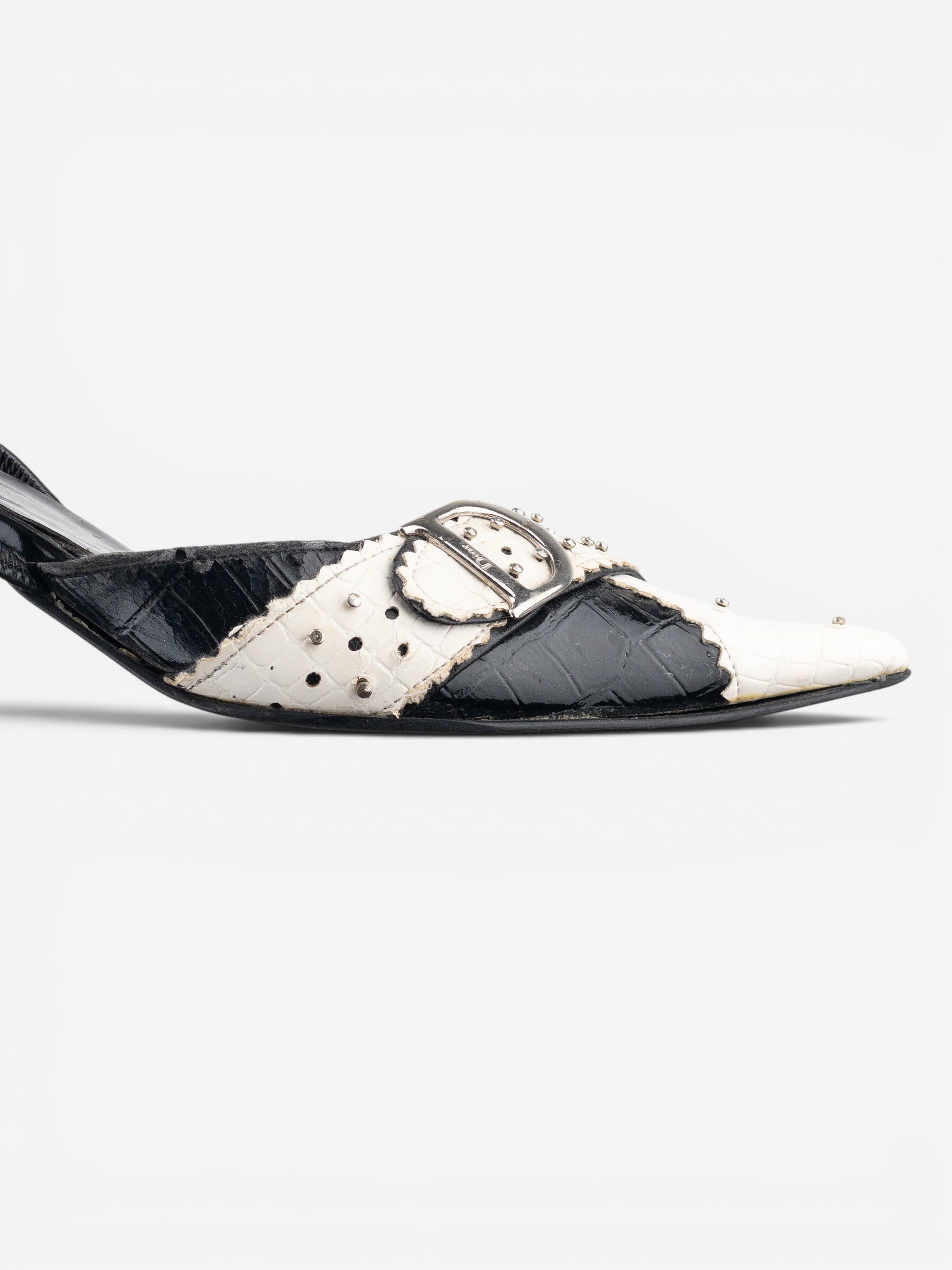 Dior by Galliano SS04 ‘D Trick’ Crocodile Slingback Mule Kitten Heels – photo 10