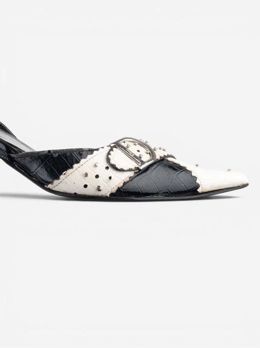 Dior by Galliano SS04 ‘D Trick’ Crocodile Slingback Mule Kitten Heels – photo 10
