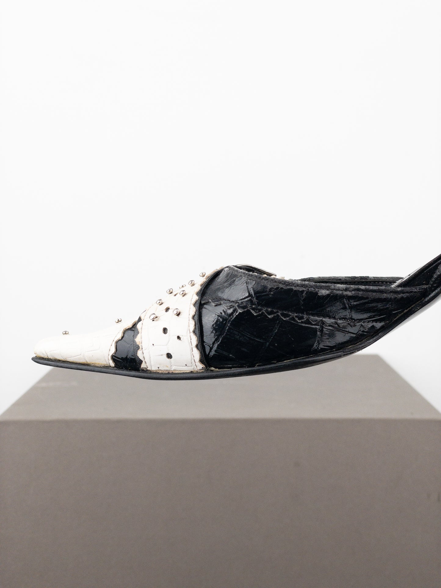 Dior by Galliano SS04 ‘D Trick’ Crocodile Slingback Mule Kitten Heels