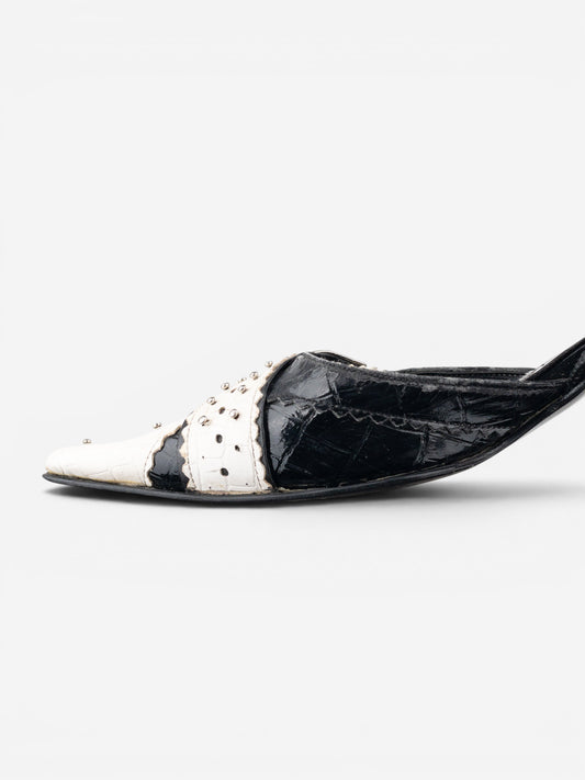 Dior by Galliano SS04 ‘D Trick’ Crocodile Slingback Mule Kitten Heels – photo 9