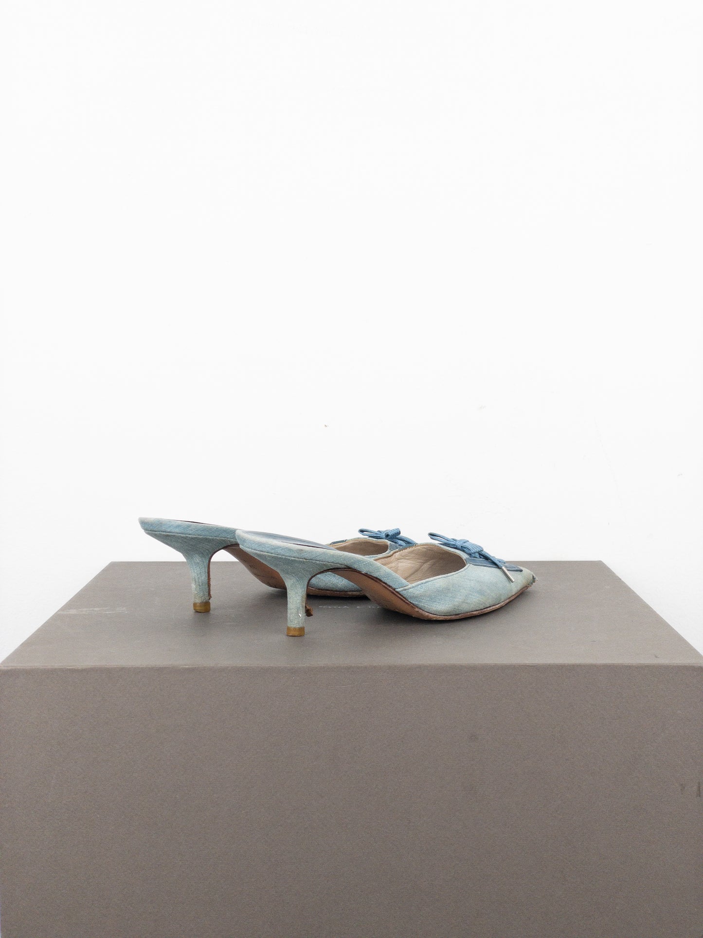 Dior by Galliano SS02 Lace-Up Corset Denim Kitten Heel Mules