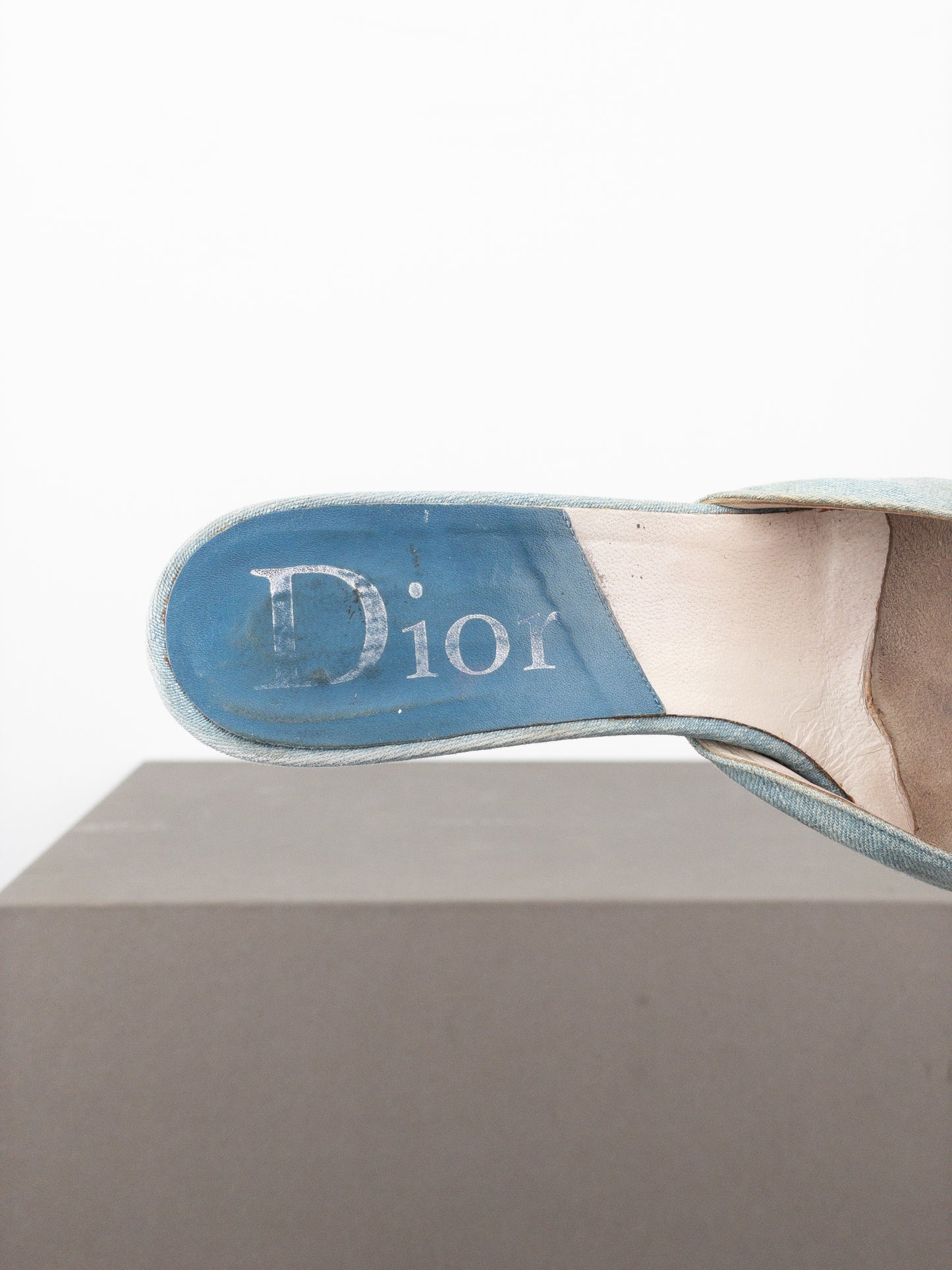 Dior by Galliano SS02 Lace-Up Corset Denim Kitten Heel Mules