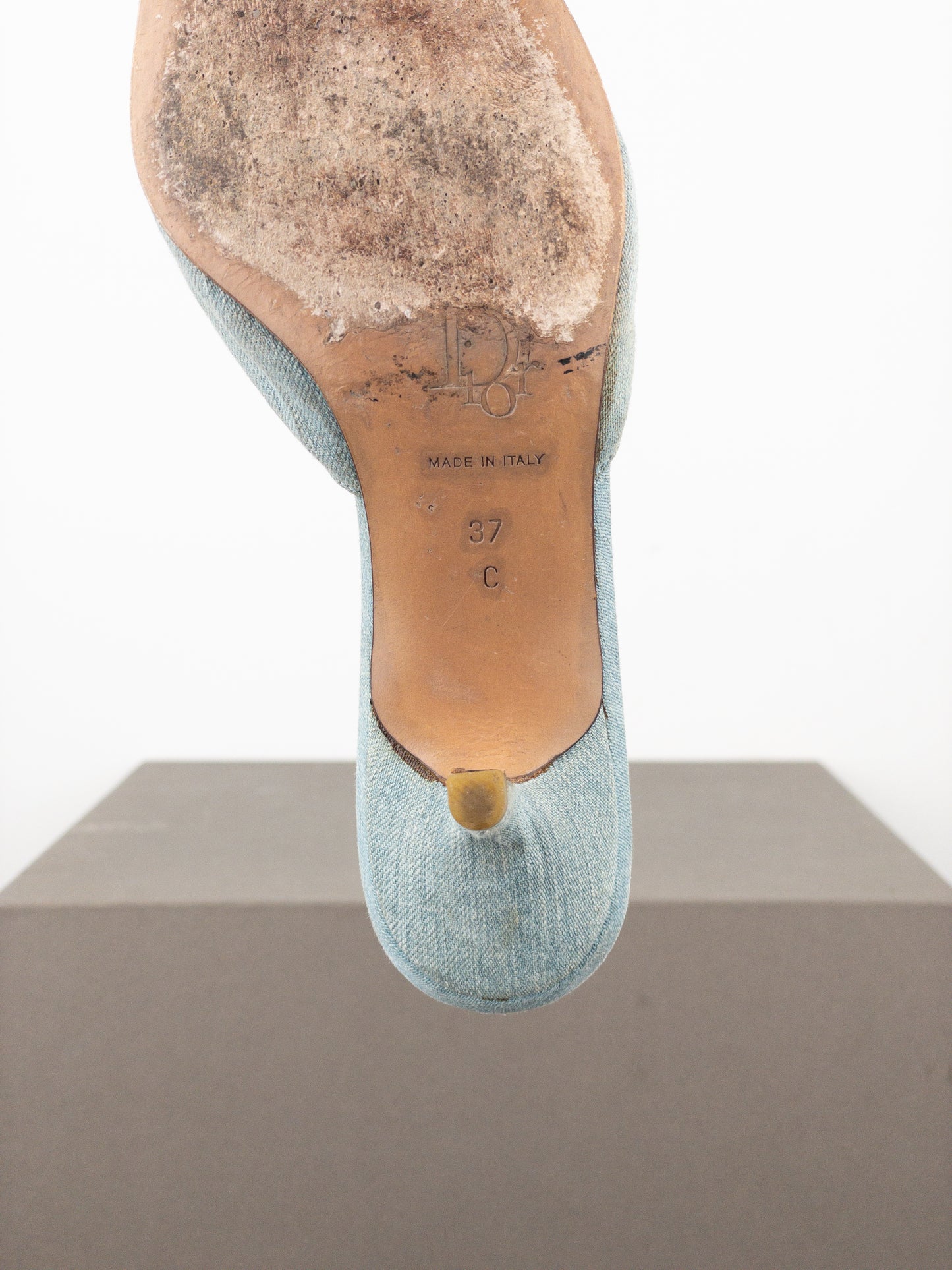 Dior by Galliano SS02 Lace-Up Corset Denim Kitten Heel Mules