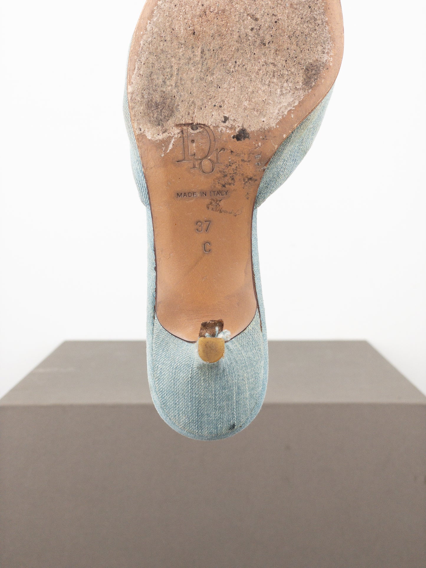 Dior by Galliano SS02 Lace-Up Corset Denim Kitten Heel Mules